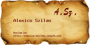Alexics Szilas névjegykártya