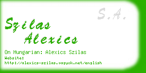 szilas alexics business card